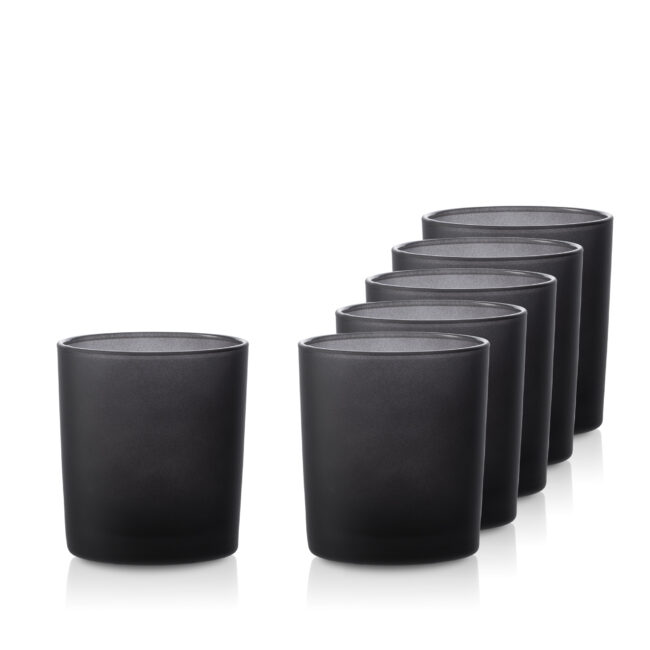 Pojemnik szklany na świece 70826 czarna satyna 365 ml kpl. 6 szt.