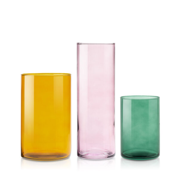 Zestaw 3 wazonów szklanych kolorowych transparent kolekcja BLOOM
