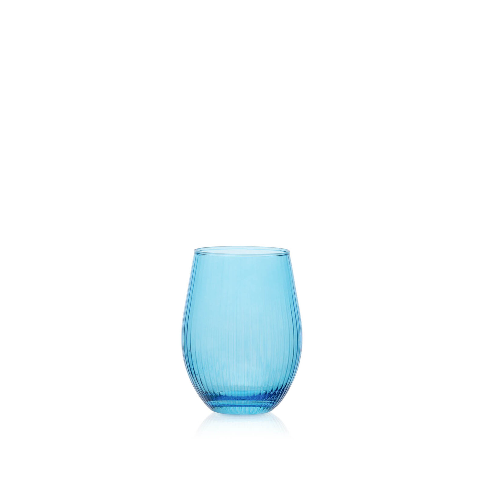 Opływowa szklanka w prążki niebieska