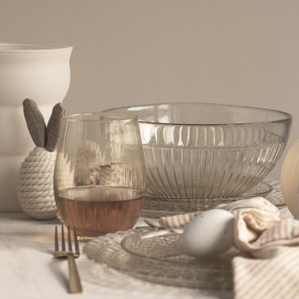 Szklanka ryflowana ozdobna BEIGE transparent 500 ml kpl. 4 szt.