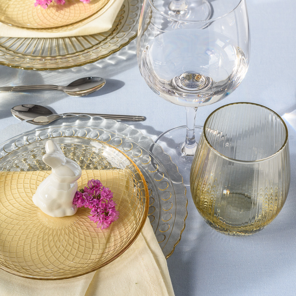 Talerz obiadowy dekoracyjny ozdobny BEIGE transparent 25 cm kpl. 4 szt.