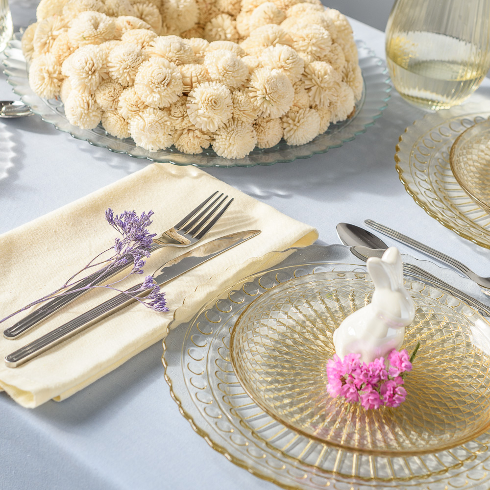 Talerz obiadowy dekoracyjny ozdobny BEIGE transparent 25 cm kpl. 4 szt.