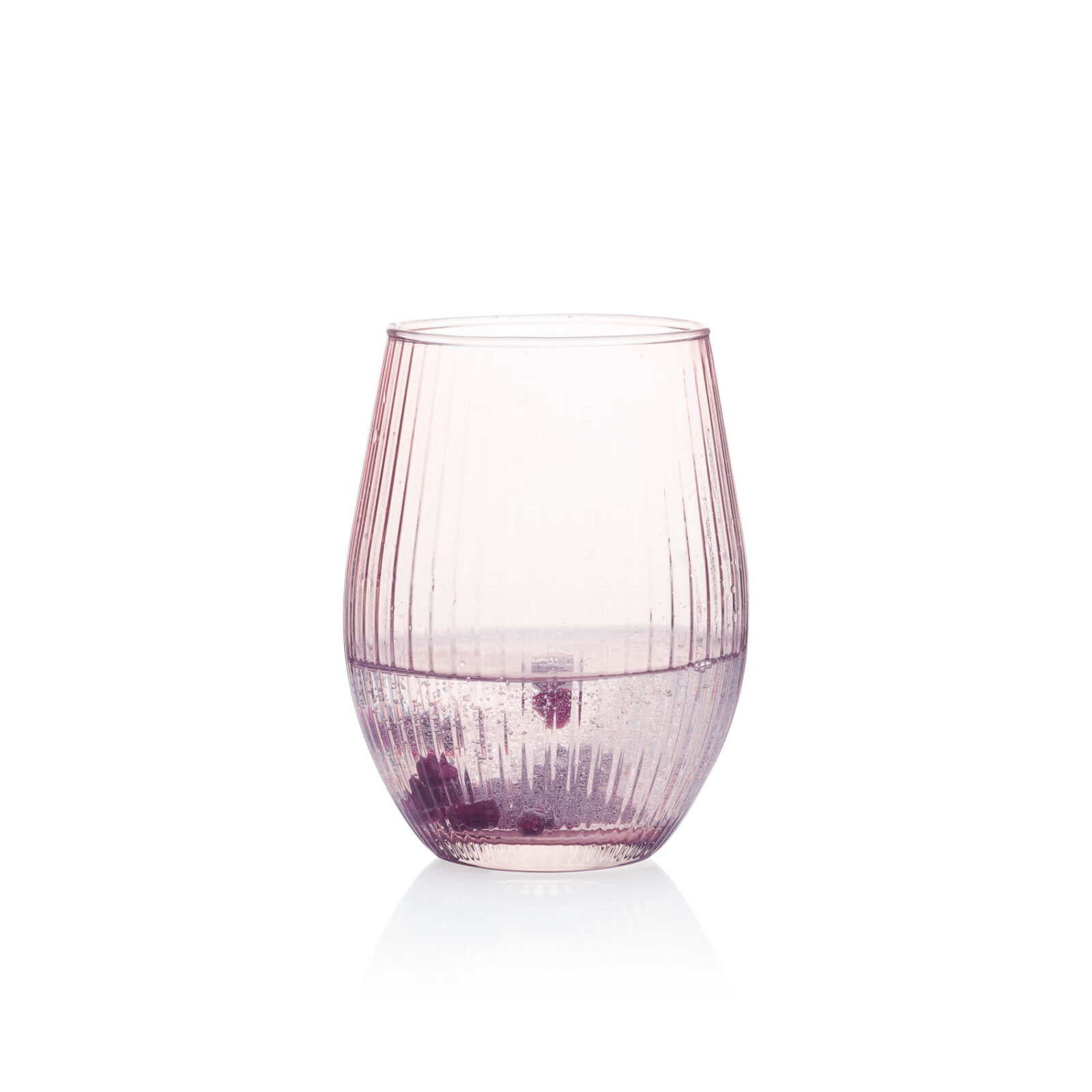 szklanka różowy transparent w prążki różowa z owocami