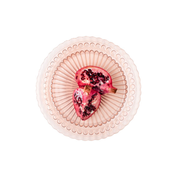 Dekorowany talerz ozdobny różowy transparentny