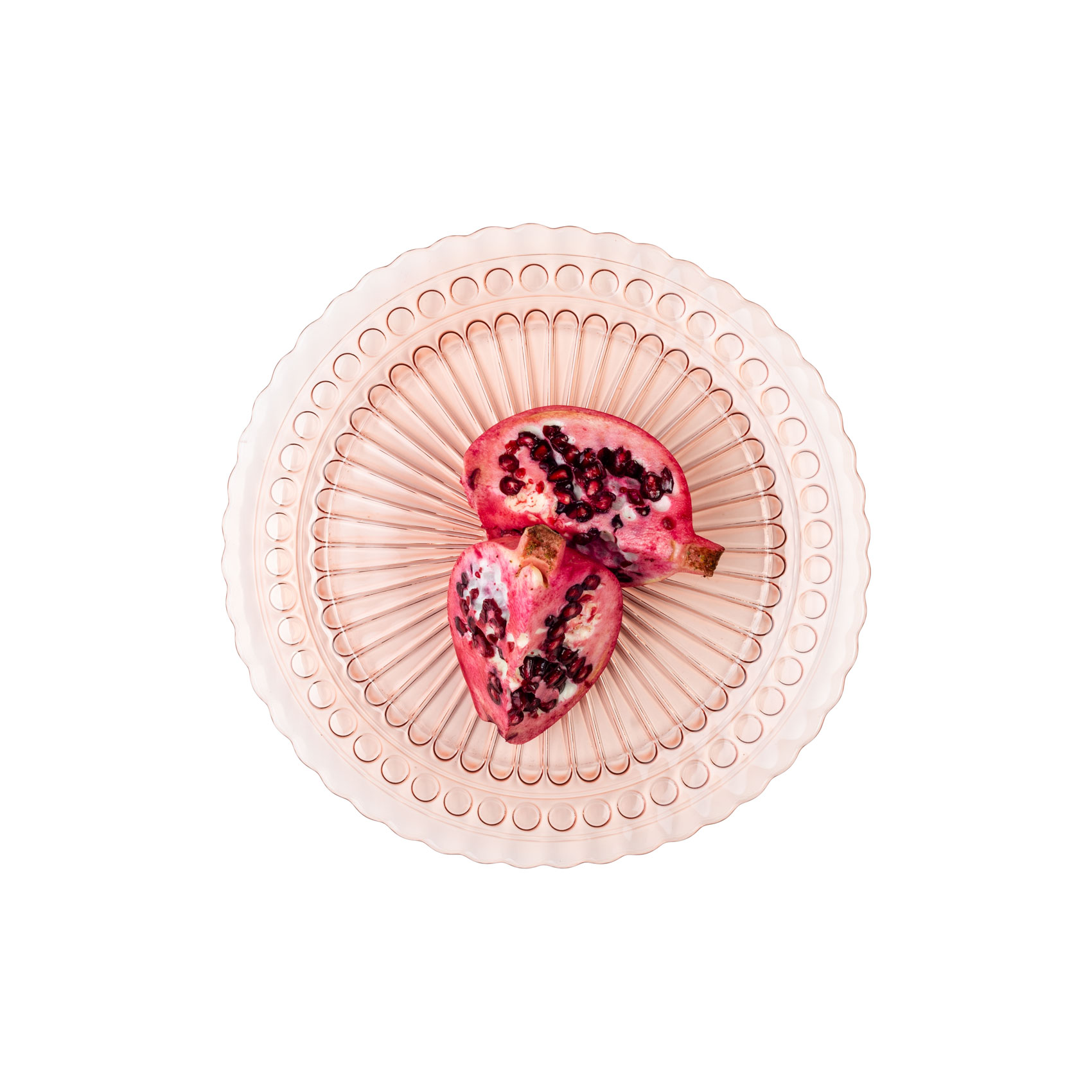 Talerz obiadowy dekoracyjny ROSE różowy transparent 25 cm kpl 4 szt