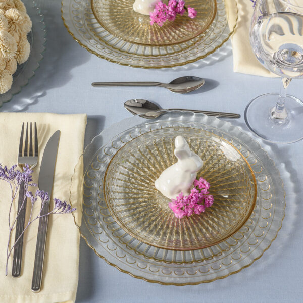 Talerz szklany deserowy płytki BEIGE transparent kpl. 4 szt.