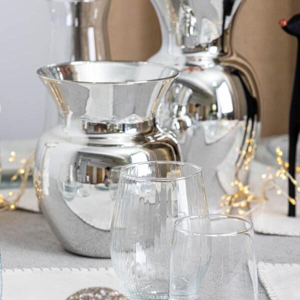 wazon szklany zestaw srebrny metalik