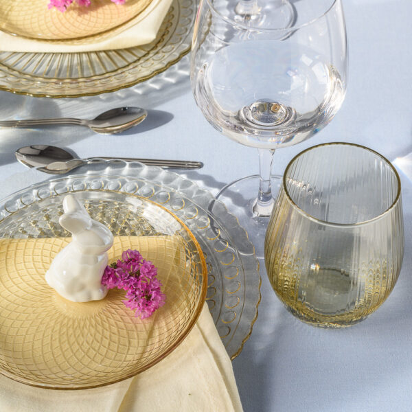 Szklanka ryflowana ozdobna BEIGE transparent 500 ml kpl. 4 szt.