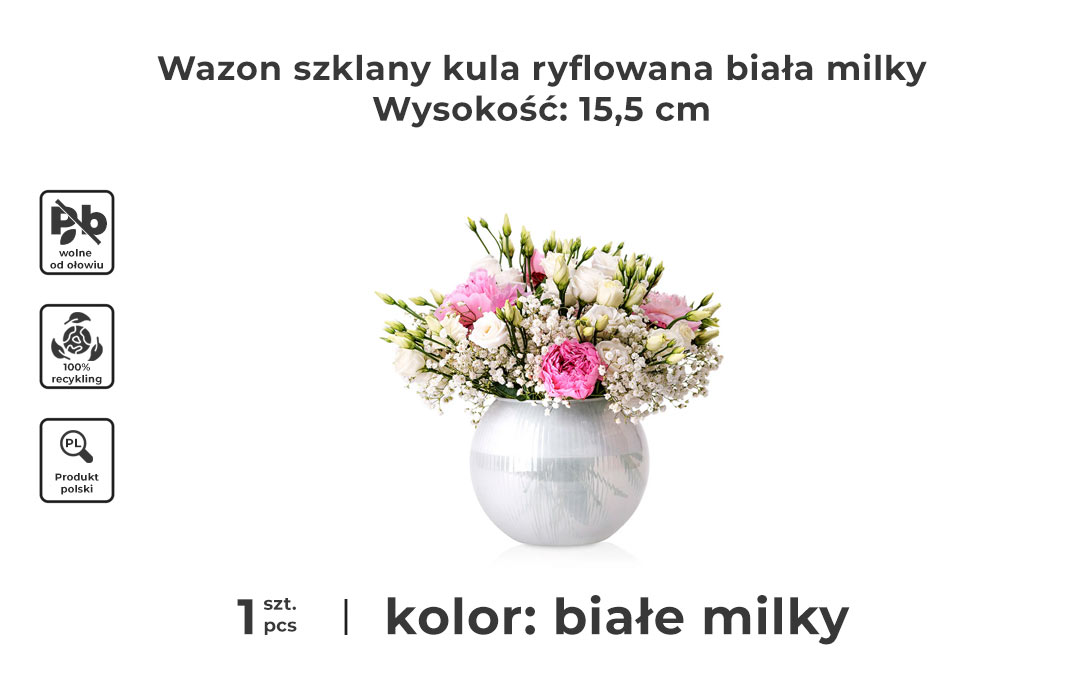 Biały wazon na kwiaty - infografika