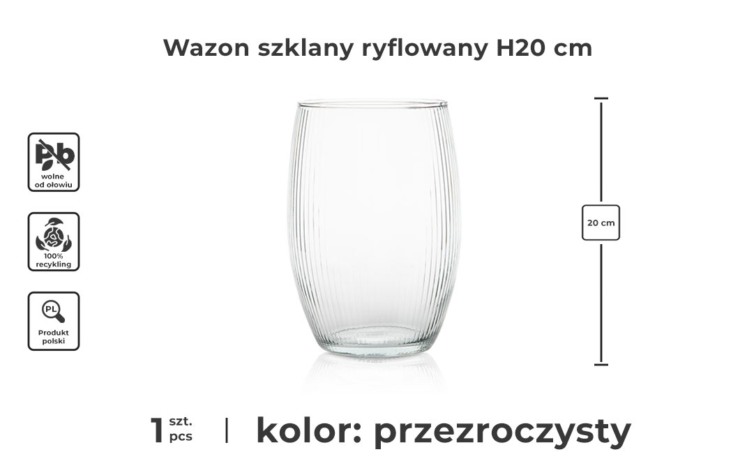 Ryflowany wazon szklany H20 - infografika