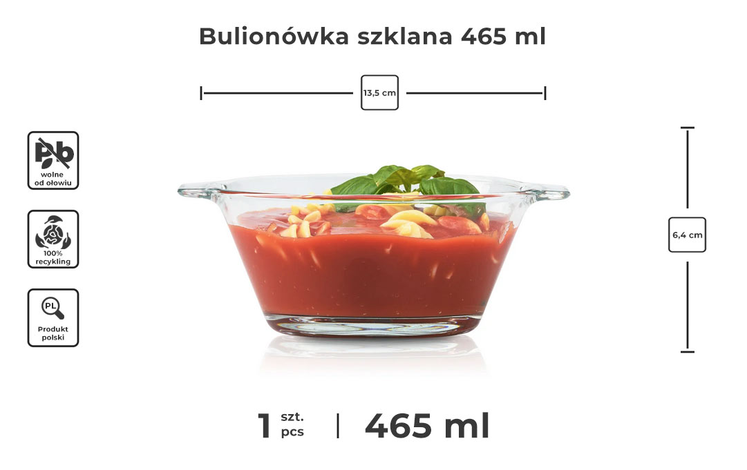 bulionówka szklana z zupą pomidorową - infografika