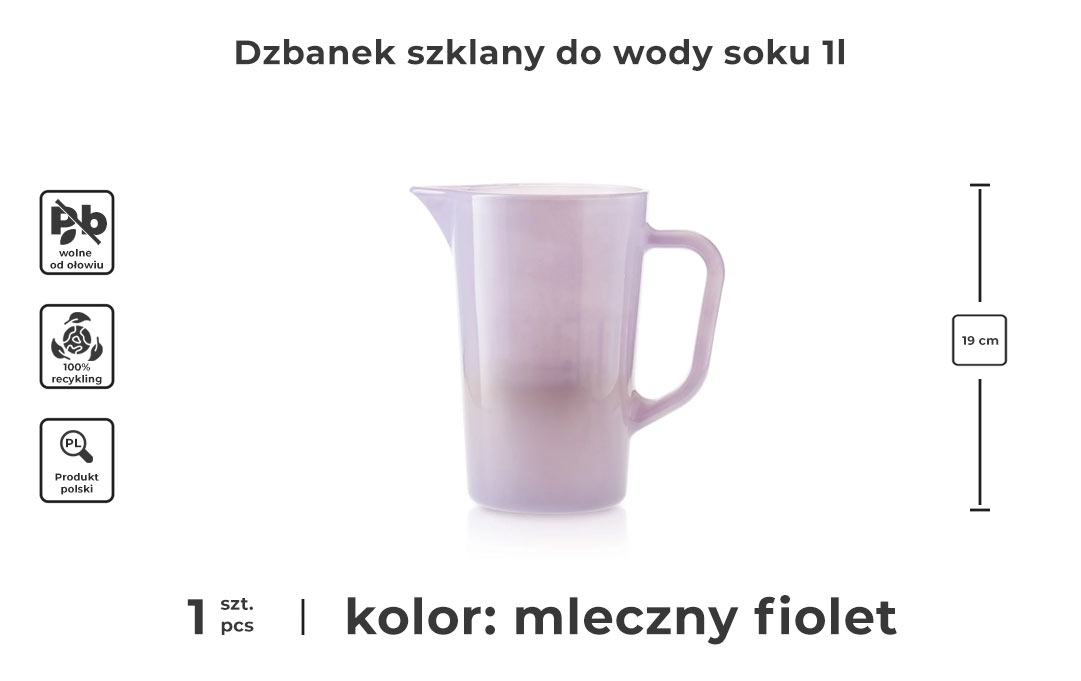 Dzbanek szklany do wody 1l - infografika