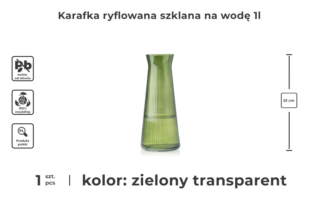 Zielona karafka ryflowana