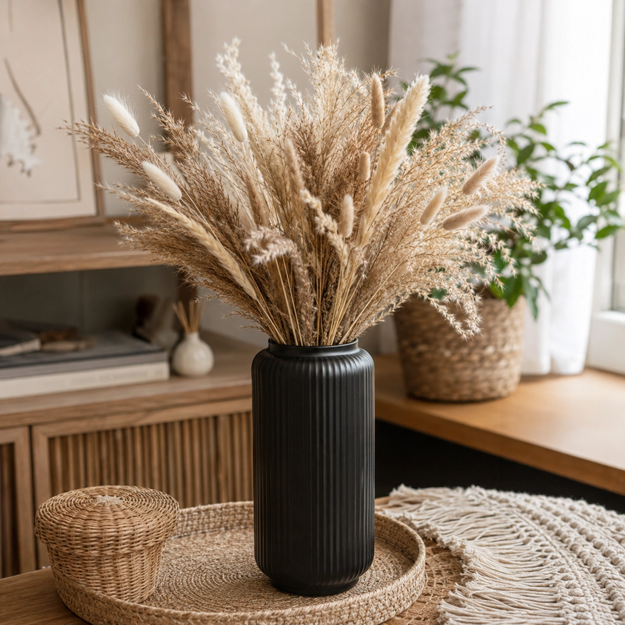 Wazon szklany ryflowany czarny black FORM