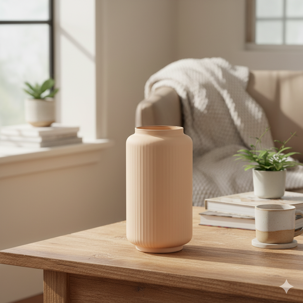 Wazon szklany ryflowany latte FORM