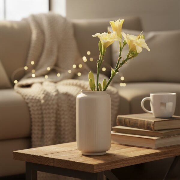 Wazon szklany ryflowany vanilla FORM