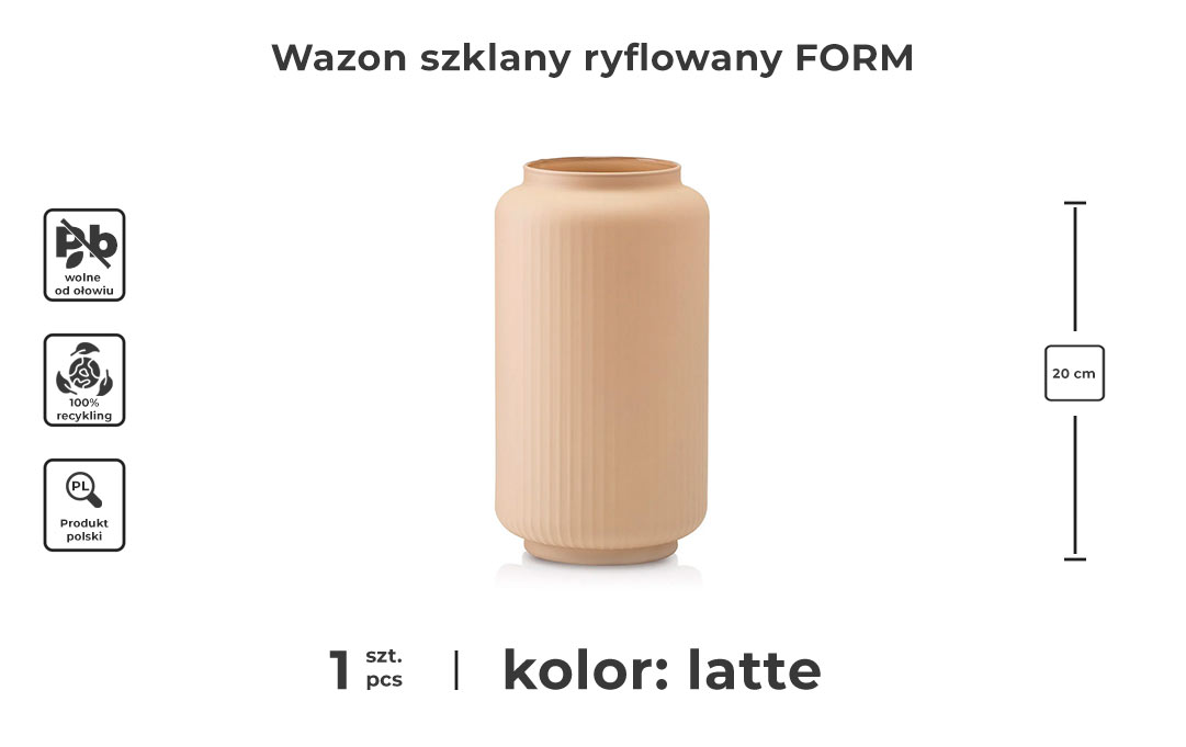 Wazon szklany ryflowany latte - infografika