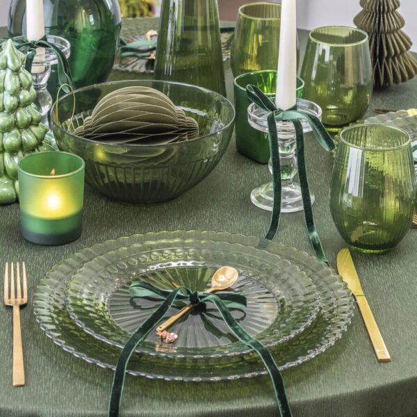 Podtalerz szklany zielony transparent 32 cm