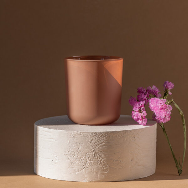 Pojemnik szklany do świec brąz aksamitny 270 ml 70808