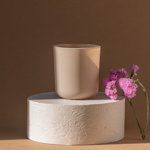 Pojemnik szklany do świec ciemny beż aksamitny 270 ml 70808