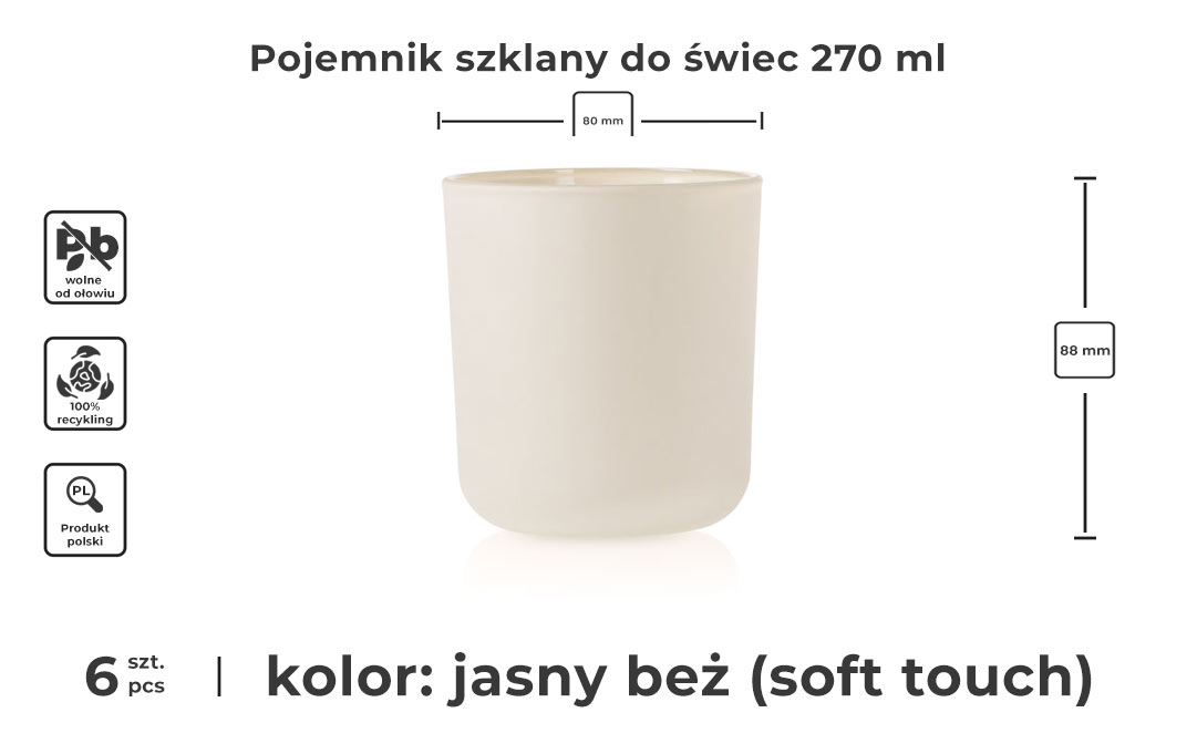 Pojemnik do świec soft touch - infografika