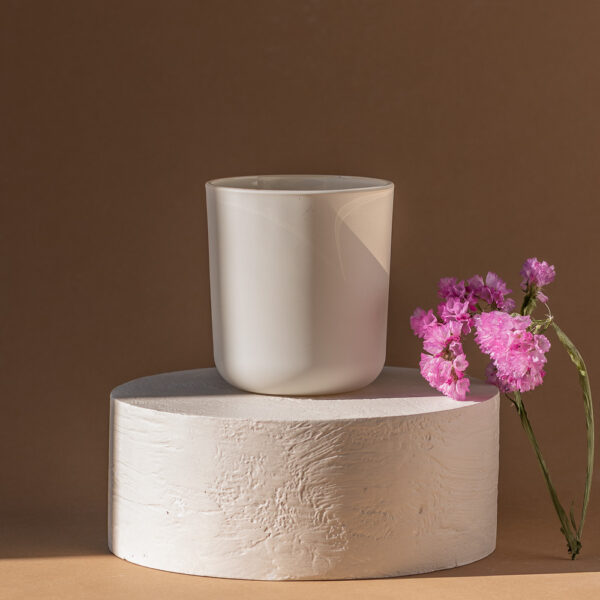 Pojemnik szklany do świec jasny beż aksamitny 270 ml 70808