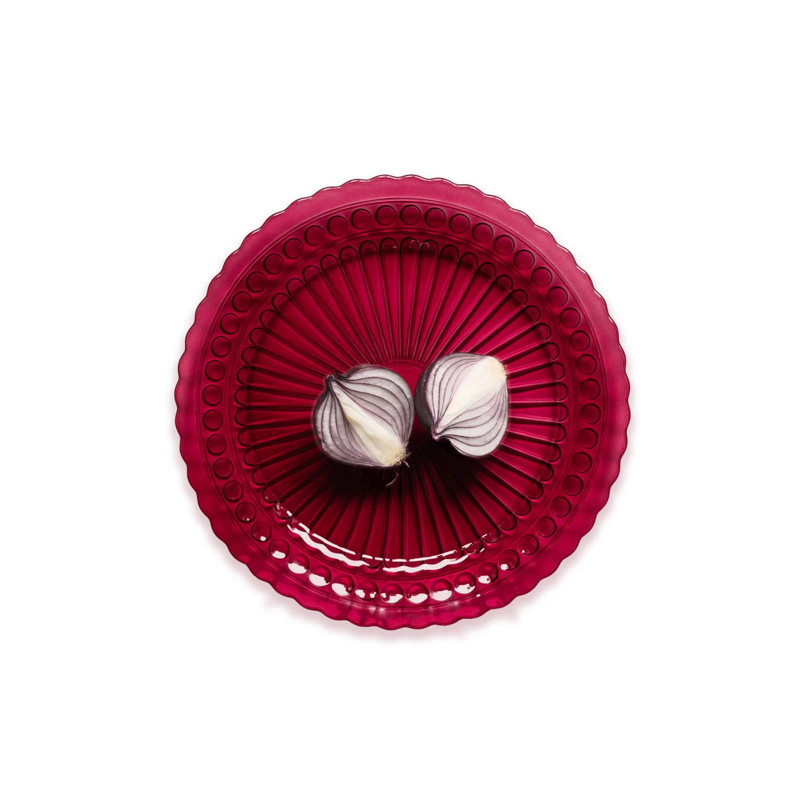 Talerz obiadowy dekoracyjny ozdobny bordo transparent 25 cm kpl. 6 szt.