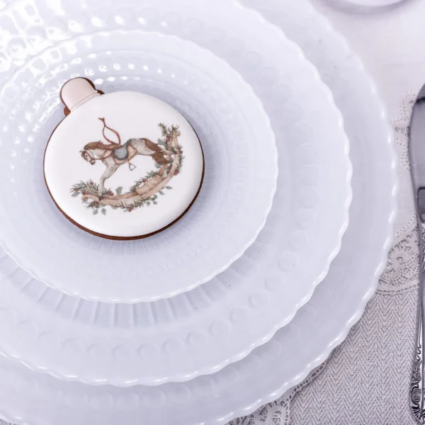 Talerz obiadowy dekoracyjny ELEGANCE biały 25 cm kpl. 6 szt.