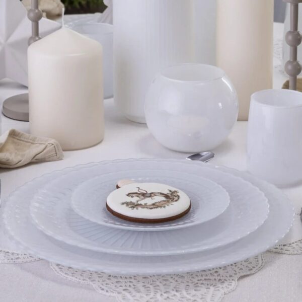 Podtalerz szklany ELEGANCE biały 32 cm