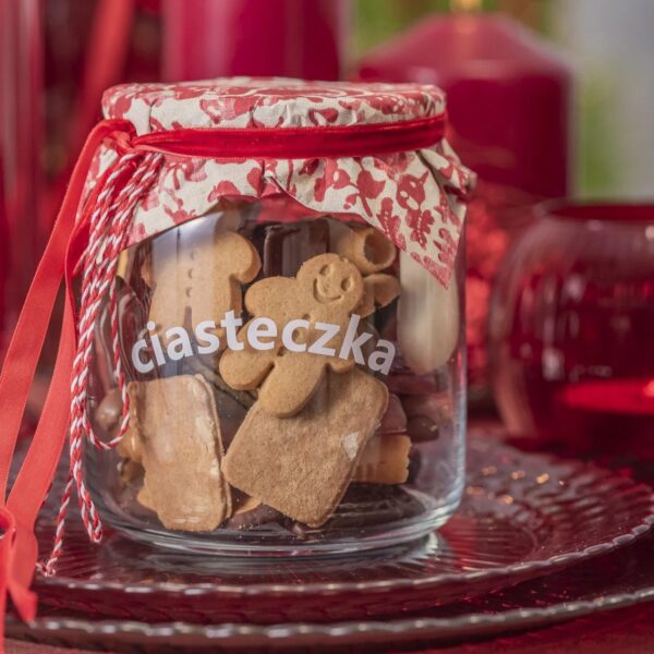 Pojemnik szklany słoik na ciasteczka z pokrywką drewnianą 1,2 l