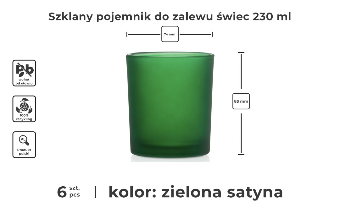 Szklany pojemnik do zalewu świec 230 ml