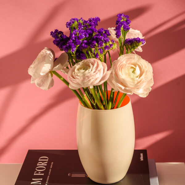 Wazon szklany DUO kremowo pomarańczowy 20 cm