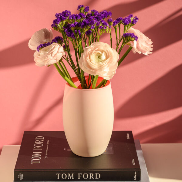 Wazon szklany DUO kremowo różowy 20 cm