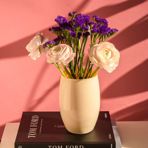 Wazon szklany DUO kremowo żółty 20 cm