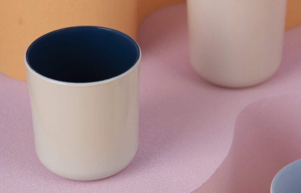 Szklany pojemnik do zalewu 270 ml kremowo granatowy 70808 kpl 6 szt.