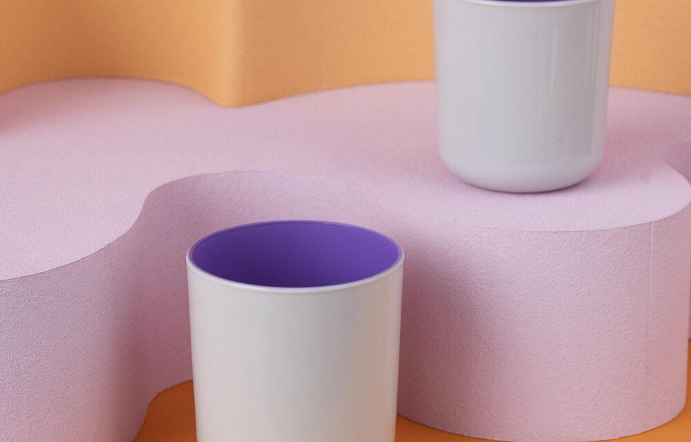 Szklany pojemnik do zalewu 390 ml kremowo fioletowy 70803 kpl 6 szt.