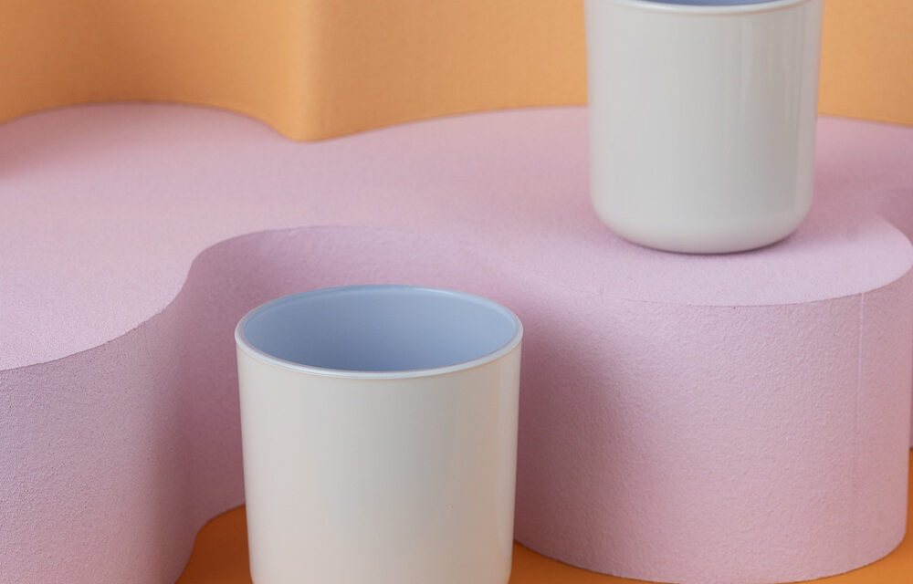 Szklany pojemnik do zalewu 390 ml kremowo błękitny 70803 kpl 6 szt.