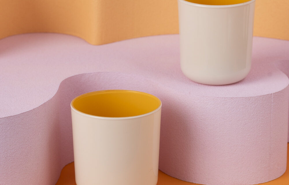 Szklany pojemnik do zalewu 390 ml kremowo żółty 70803 kpl 6 szt.