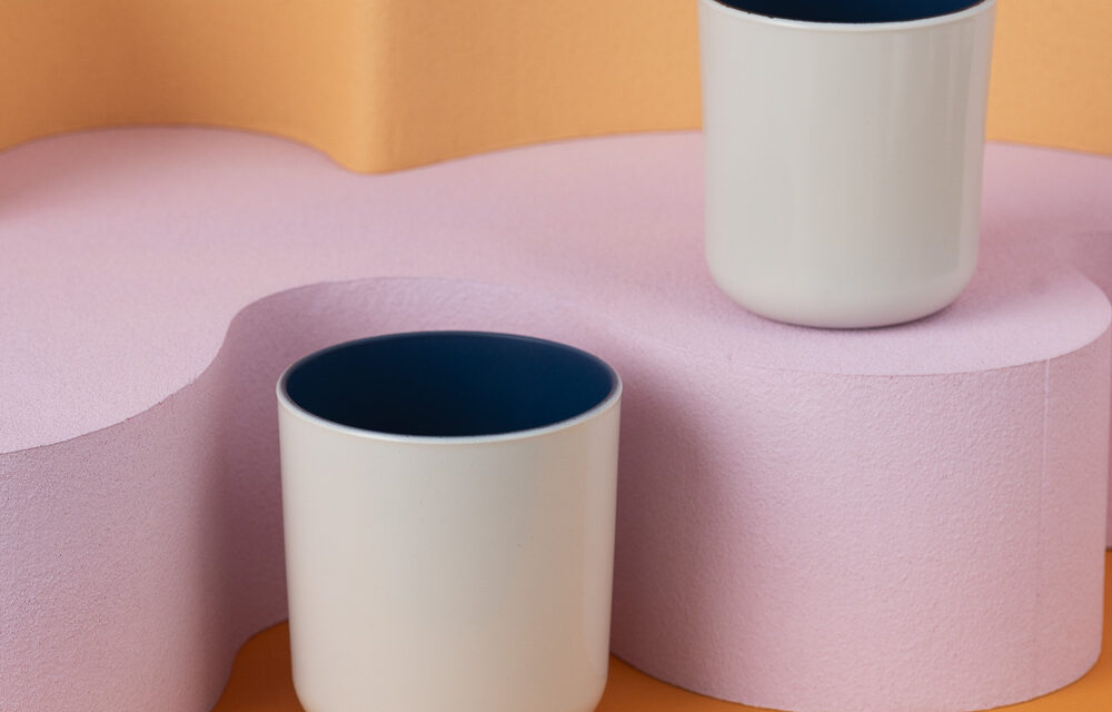 Szklany pojemnik do zalewu 390 ml kremowo granatowy 70803 kpl 6 szt.