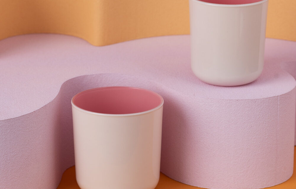 Szklany pojemnik do zalewu 390 ml kremowo różowy 70803 kpl 6 szt.