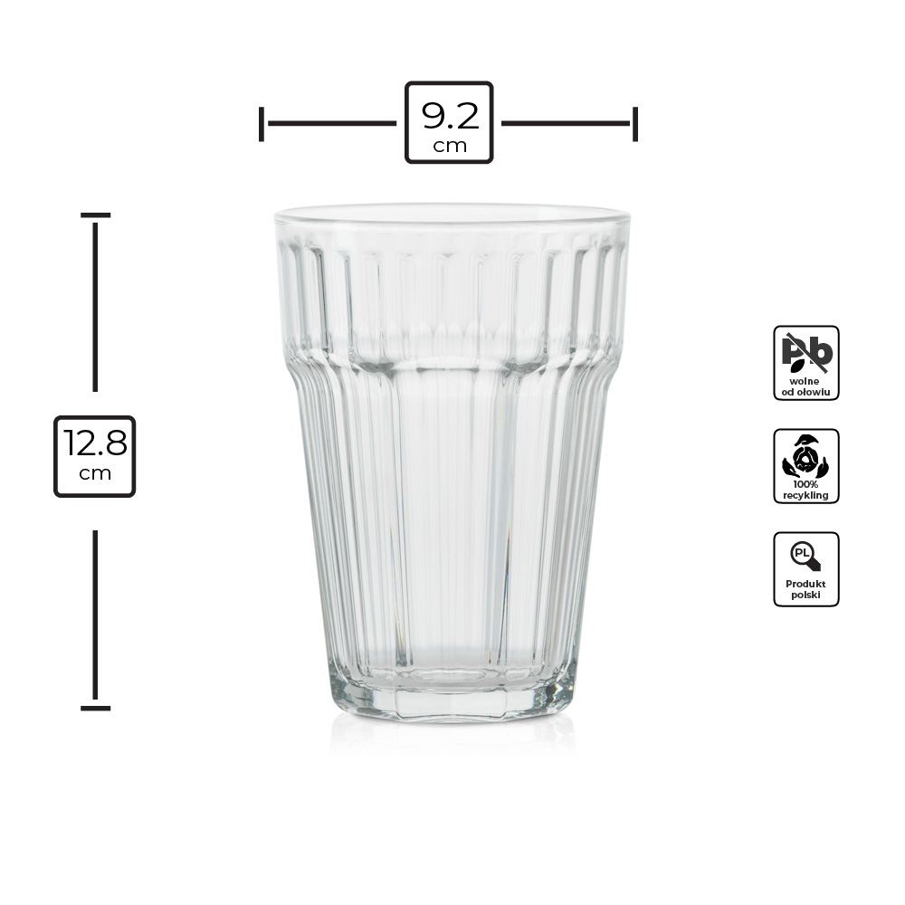 Szklanka ryflowana wysoka 425 ml kpl 6 szt