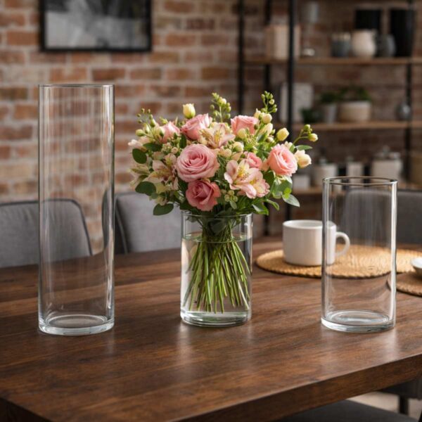 Zestaw wazonów szklanych przezroczystych 29-20-15 cm 3 szt