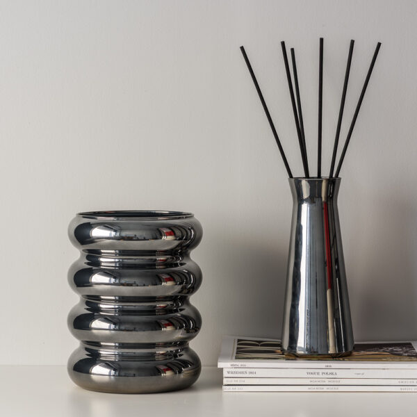 Wazon szklany na kwiaty i dekoracje PREMIUM obsydian 24 cm