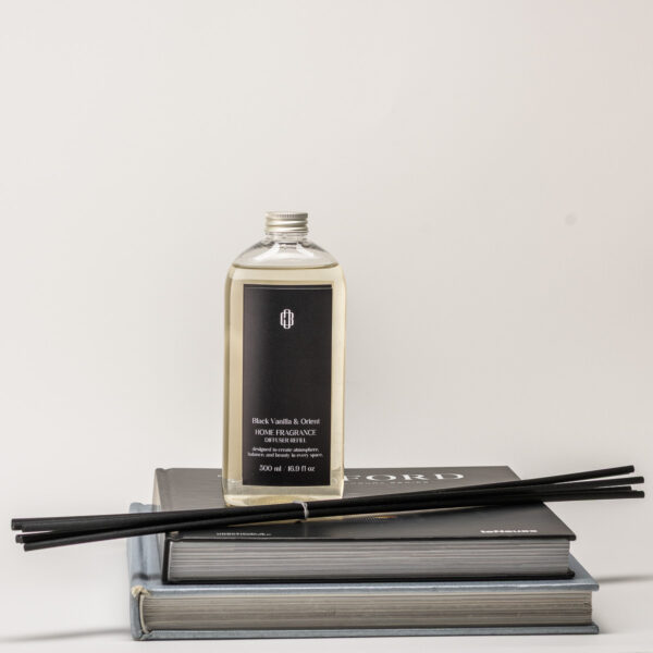 Refil zapachowy Black Vanilla & Orient 0,5 l + czarne patyczki 48 cm