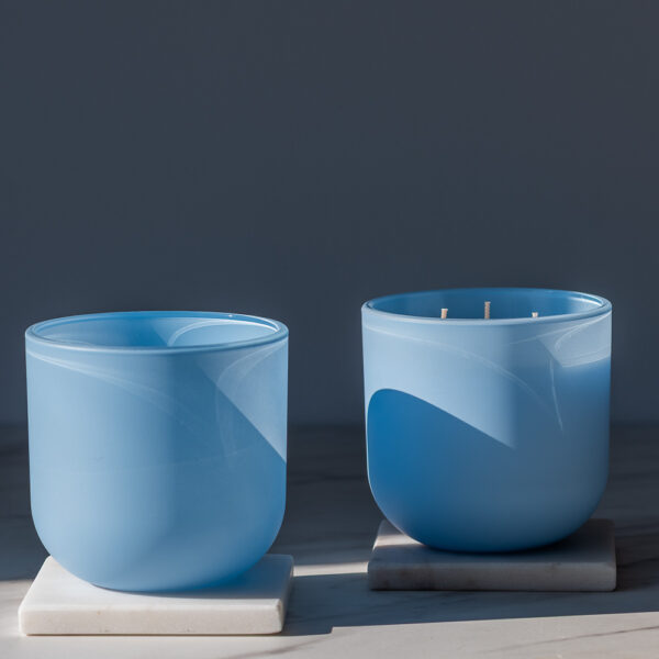 Pojemnik szklany pod zalew świec DUAL TONE niebieski 70652 kpl 6 szt.