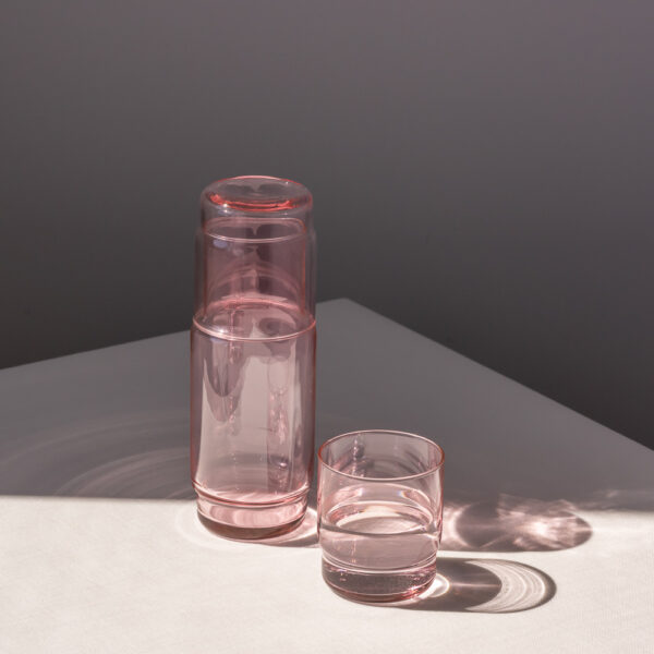 Karafka szklana gładka CRISTAL COLOR róż 1 l