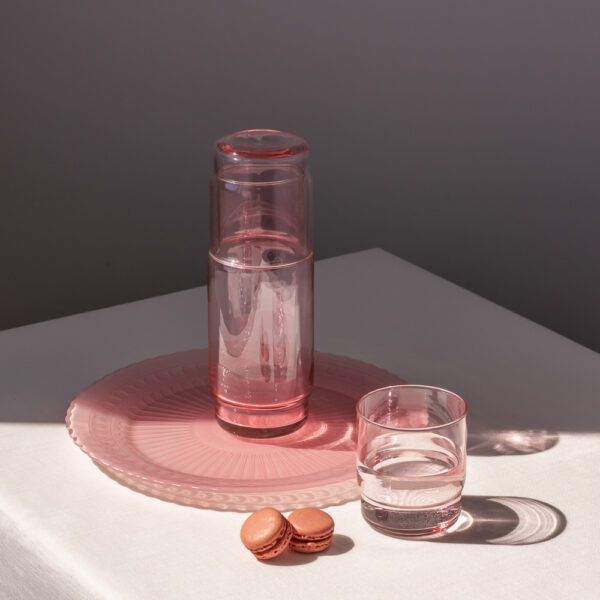 Zestaw CRISTAL COLOR róż karafka 1 l + 6 szklanek niskich 465 ml